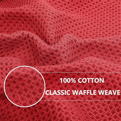 Homaxy 100% Cotton Waffle Weave Kitchen Dish Towels, Ultra Soft Absorbent Quick Drying Cleaning Towel, 13 x 28 Inches, 8-Pack, Brick Red