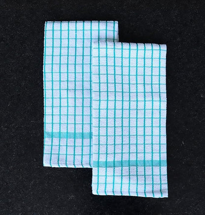 AMOUR INFINI Kitchen Towels Set of 4 - Highly Absorbent, Super Soft Terry Cotton 20x28 Inch Dish Towels with Hanging Loop - Hand & Tea Towels for Cleaning & Drying Dishes (Teal)
