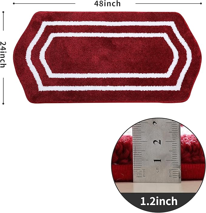COSY HOMEER Extra Thick Bath Linen Sets Rugs - Anti-Slip Bath Mats Soft Plush 100% Strong Polyester Living Room Bathroom Water Absorbent(Red,24x48 - Inches)