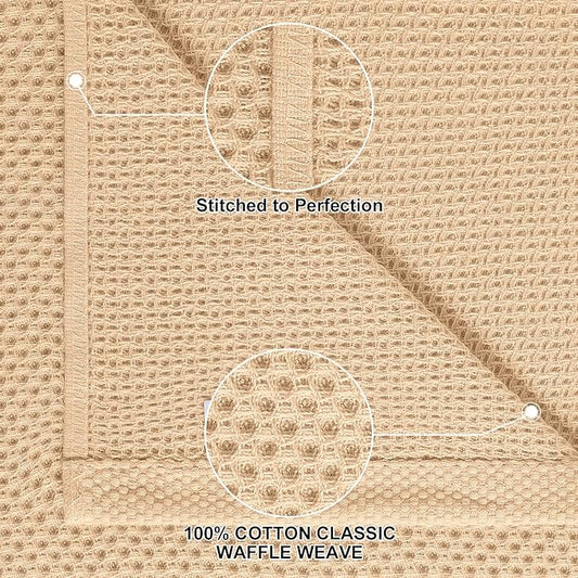 Homaxy 100% Cotton Kitchen Towels and Dishcloths Set, 12 x 12 Inches and 13 x 28 Inches, Set of 12 Bulk Kitchen Towels Set, Ultra Soft Absorbent Dish Cloths for Washing Dishes, Apricot