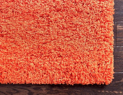 Unique Loom Solid Shag Collection Area Rug (5' 3" x 8' Rectangle, Tiger Orange)