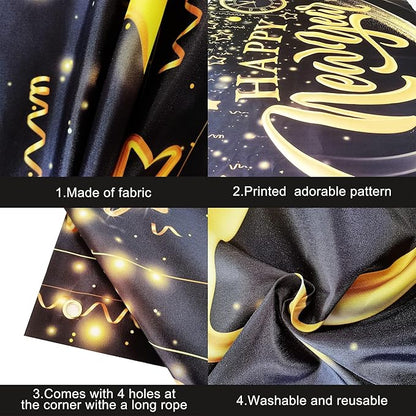 KatchOn, XtraLarge Happy New Year Banner - 72x44 Inch | Happy New Year Backdrop for New Years Decorations 2026 | NYE Eve Banner for NYE Decorations 2026 | New Years Eve Party Supplies 2026