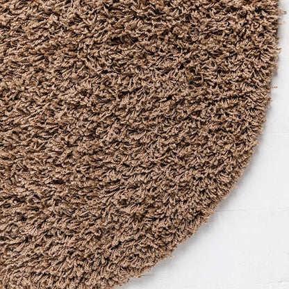 Unique Loom Solid Shag Collection Area Rug (7' 1" Round, Sandy Brown)
