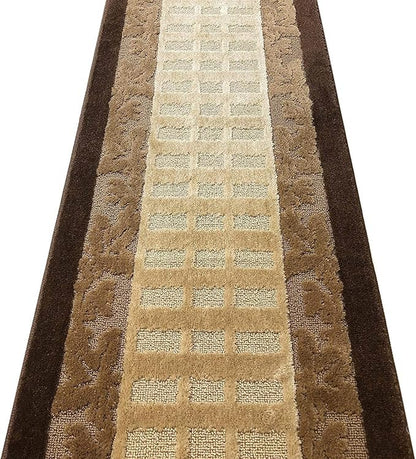 Custom Cut Hallway Runner Rug, Slip Resistant, 31 Inch Wide X Your Choice of Length, Leaves Brown, 31 Inch X 13 feet