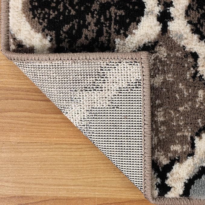 Superior Indoor Area Runner, Jute Backed, Perfect for Hallway, Living/ Dining Room, Bedroom, Office, Kitchen, Entryway, Modern Geometric Trellis Floor Decor, Viking Collection, 2' 7" x 8', Ivory