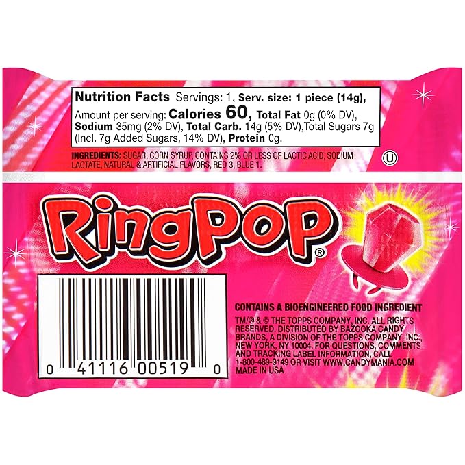 Ring Pop Pink Valentine's Candy, Individually Wrapped Pink Lollipops, Strawberry 30 Ct Bulk Suckers for Kids, Fun Candy for Gender Reveals, Valentine's Gifts, Goodie Bags, Party Favors