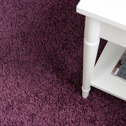 Unique Loom Solid Shag Collection Area Rug (4' 1" Round, Eggplant Purple)