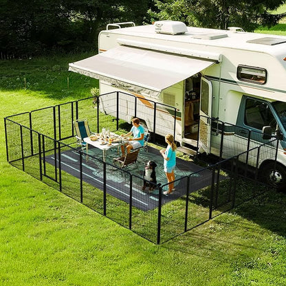 FXW Instant Unleashed Dog Playpen, Portable Pet Fence for Outdoor, RV Trips, and Camping, 45 inch, 32 Panels for Large Dogs with 9' x 11' RV Mat│Patented