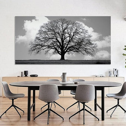 Trogonup Black and White Tree of Life Wall Art for Bedroom Modern Botanical Landscape Pictures for Living Room Office Canvas Prints Ready to Hang 29"x58"