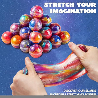 JOYIN Slime Party Favors, 24 Pack Galaxy Slime Ball - Stretchy, Non-Sticky, Mess-Free, Stress Relief, and Safe - Toys for Girls and Boys - Classroom Reward, Party Supplies