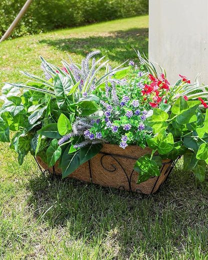 20PCS Artificial Plants for Outdoor Decor Realistic Faux Greenery & Flowers Fake Plastic Leaves with Stems UV Resistant Outside Bushes for Garden Patio and Porch