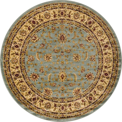 Rugs.com Aditi Collection Rug – 6' Round Light Blue Low Rug Perfect for Kitchens, Dining Rooms