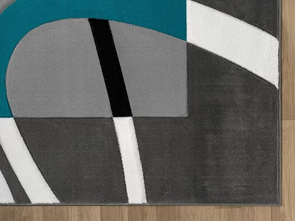 Ultra Soft Area Rug - Modern Abstract Design for Living Room & Bedroom - Foldable, Stain Resistant, Easy to Clean - (8x11, Turquoise)