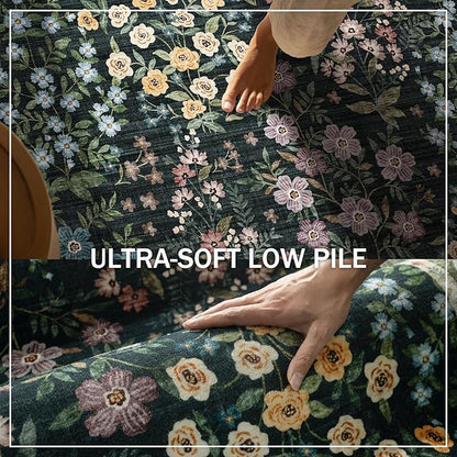 Machine Washable Rug Runners for Hallways: 2'6"x8' Kitchen Rugs Stain Resistant Non Slip Low Pile Soft Carpet Runner Rug for Bedroom Entryway Indoor Beside Laundry Room Farmhouse