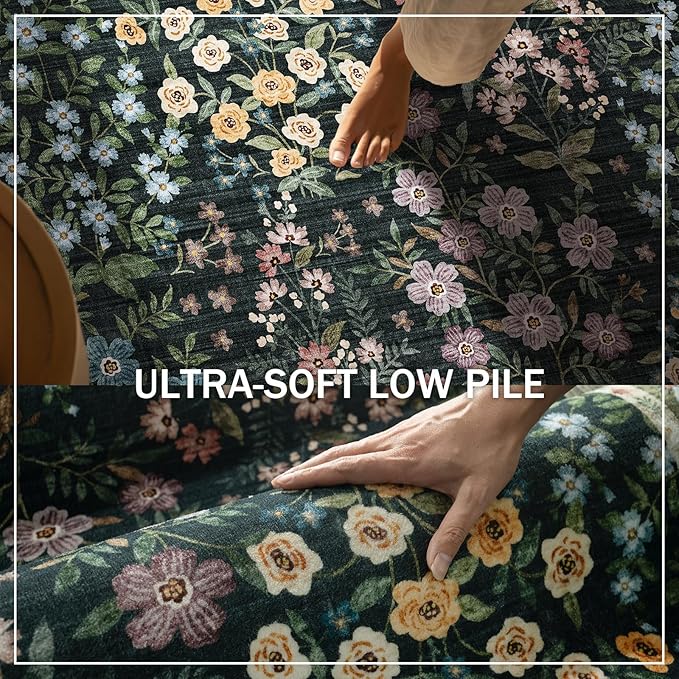 8x10 Area Rugs for Living Room: Washable Rug for Bedroom Vintage Stain Resistant Non Slip Low Pile Lightweight Soft Carpet for Kitchen Dining Room Farmhouse Kids Room Nursery Indoor