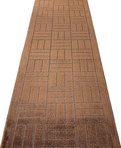 20 ft Extra Long Brown Hallway Kitchen Runner Rug Non-Slip Washable, 26" X 20' Carpet Runner Rugs-Rubber Backed, Custom Size Floor Mat for Stairs Bedroom Bathroom Entryway, Your Choice of Length