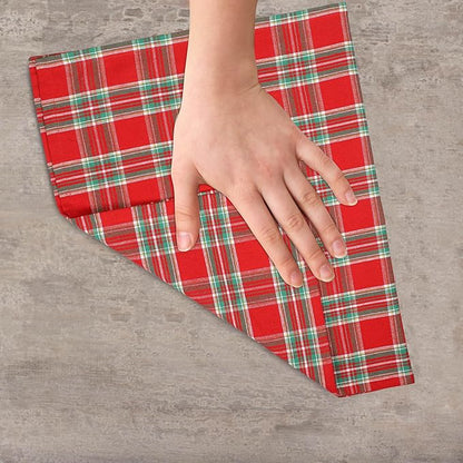 Christmas Kitchen Towels Set of 6, Soft Premium Cotton Highly Absorbent Towels 18x28 Inches, Washable & Reusable, Quick Drying Dish Cloths with Mitered Corner - Red/Green/White, Checks