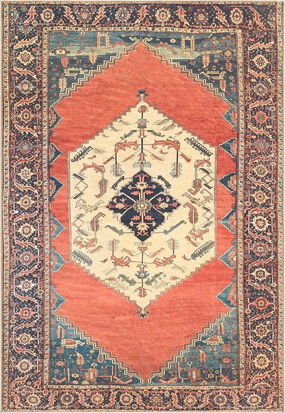 Keen Home Design 8x10 Rug - Machine Washable Area Rug with Non-Slip Backing, Ideal for Living Room, Dining Room, Bedroom - Vintage, Easy Clean, Durable, Low Pile Rug - (8' x 10')