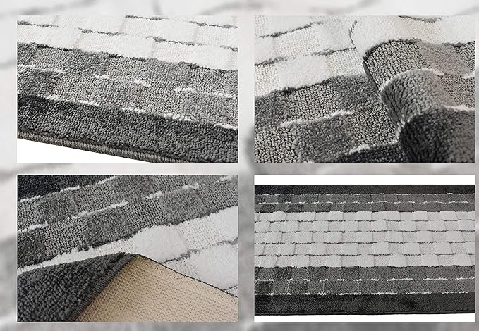 Custom Size Hallway Runner Rug, Slip Resistant Rubber Back, 26 Inch Wide x Your Choice of Length Size, Checkered Anthracite White, 26 Inch X 34 Feet, Sold and Priced Per Foot