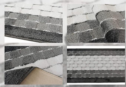 Custom Size Hallway Runner Rug, Slip Resistant Rubber Back, 26 Inch Wide x Your Choice of Length Size, Checkered Anthracite White, 26 Inch X 14 Feet, Sold and Priced Per Foot