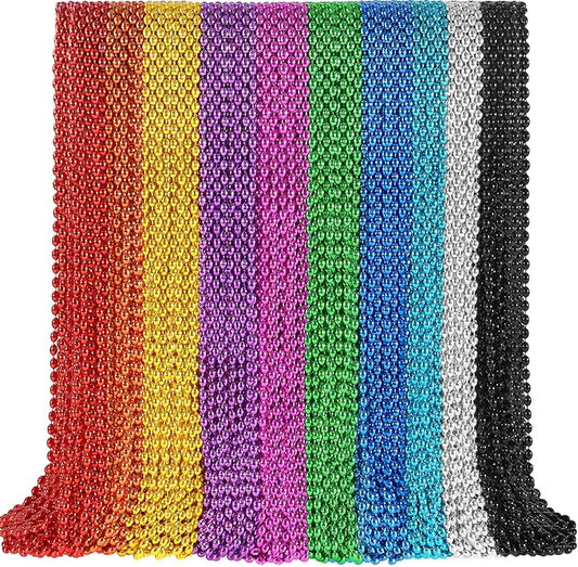 SHAOQINLIN 100 PCS Mardi Gras Beads, 10 Colors Party Beads 30.5 Inch Colorful Oval Beaded Necklaces for Mardi Gras, St. Patrick's Day, Christmas, Carnival Party