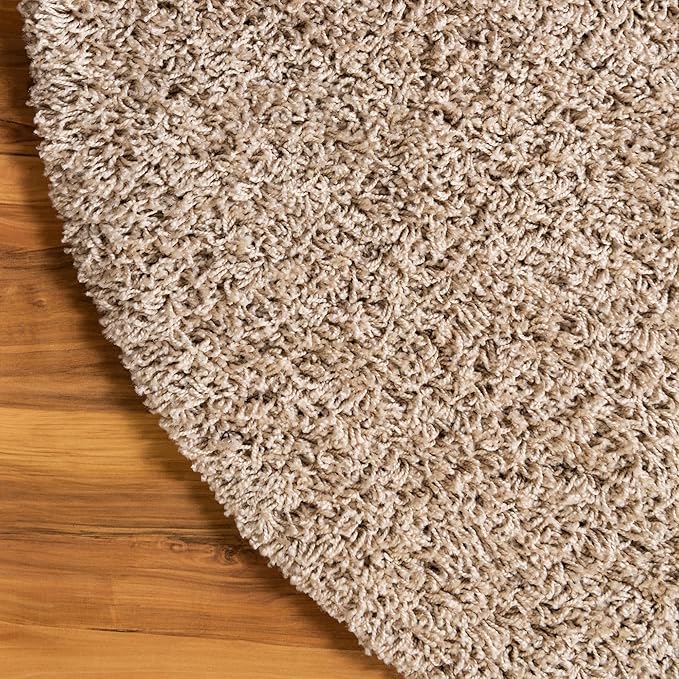 Unique Loom Solid Shag Collection Area Rug (5' 1" x 8' Oval, Taupe)