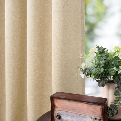 BGment Faux Linen Curtains for Bedroom 63 Inch Length 2 Panels Set, Sand Beige Burlap Textured Light Filtering Privacy Thick Window Curtain Drapes for Living Room Farmhouse, Each 38 Inch Wide