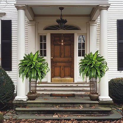 Giant Artificial Boston Ferns for Outdoors Large UV Resistant Lifelike Faux Fern, Realistic Silk Greenery Plants Large for Patio, Office, Home Decor, 88 Branches, 48 in Fake Fern Natural Green