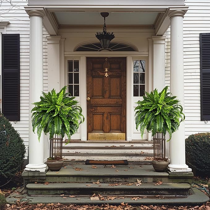 Giant Artificial Boston Ferns for Outdoors Large – UV Resistant Lifelike Faux Fern, Realistic Silk Greenery Plants Large Office, Home Decor, 2pack 88 Branches, 48 Inch Fake Fern Natural Green