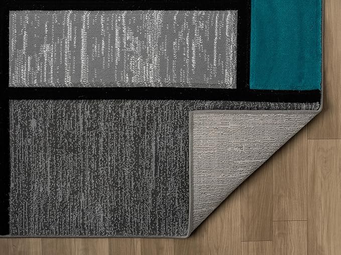 Ultra Soft Area Rug Hand Carved - Modern Abstract Design for Indoor Living Room & Bedroom - Stain Resistant, Easy to Clean - (5x7, Turquoise)