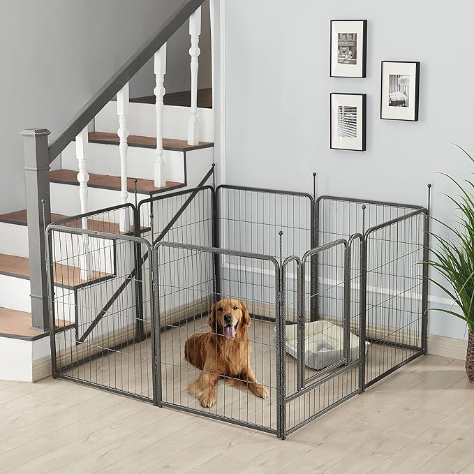 TMEE Dog Playpen, 32" Height 8 Panels Outdoor Dog Fence Pet Play Pen, Puppy Pens for Large/Medium/Small Dogs, Ideal for RV, Camping, Yard, Indoor