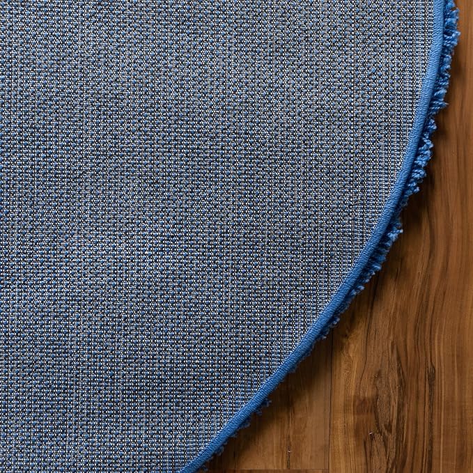 Unique Loom Solid Shag Collection Area Rug (4' 1" Round, Periwinkle Blue)