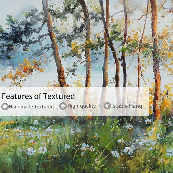 Ardemy Nature Canvas Wall Art Green Forest Pictures Wall Decor Living Room Landscape Tree Textured Paintings Artwork Bedroom Dining Room Kitchen Home Office, 40"x20"