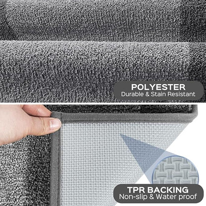 Machine Washable (24" x 36"+ 24" x 60"') Kitchen Rugs Set of 2, Non Slip Kitchen Mats for Floor, Absorbent Entrance Runner Rugs for Bedroom, Hallway, Bathroom, Door (Roll Packing)
