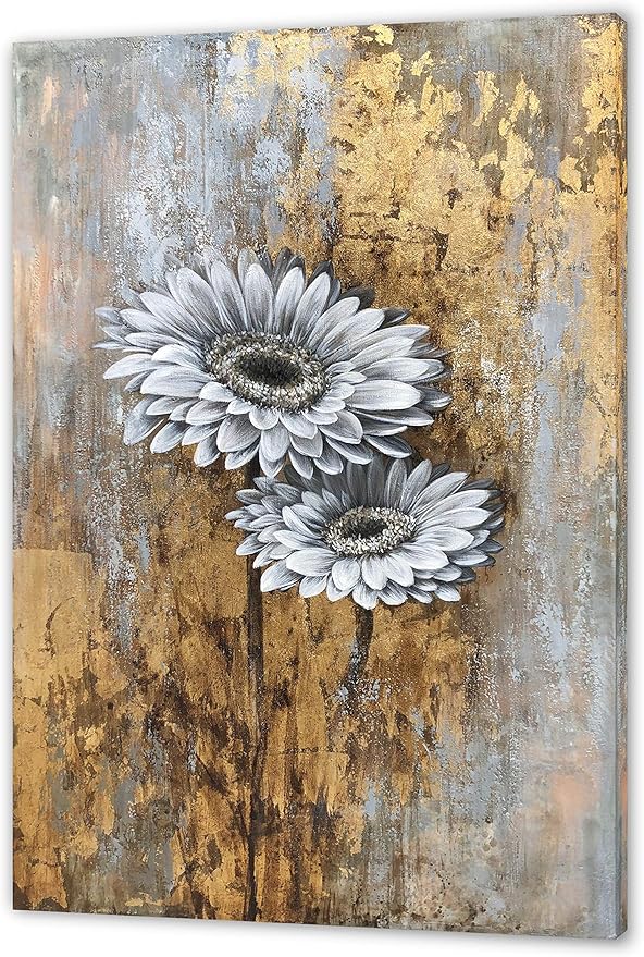 Yihui Arts Wild Sunflower Wall Art Vintage Floral Painting Pictures for Farmhouse Living Room Bedroom Decor