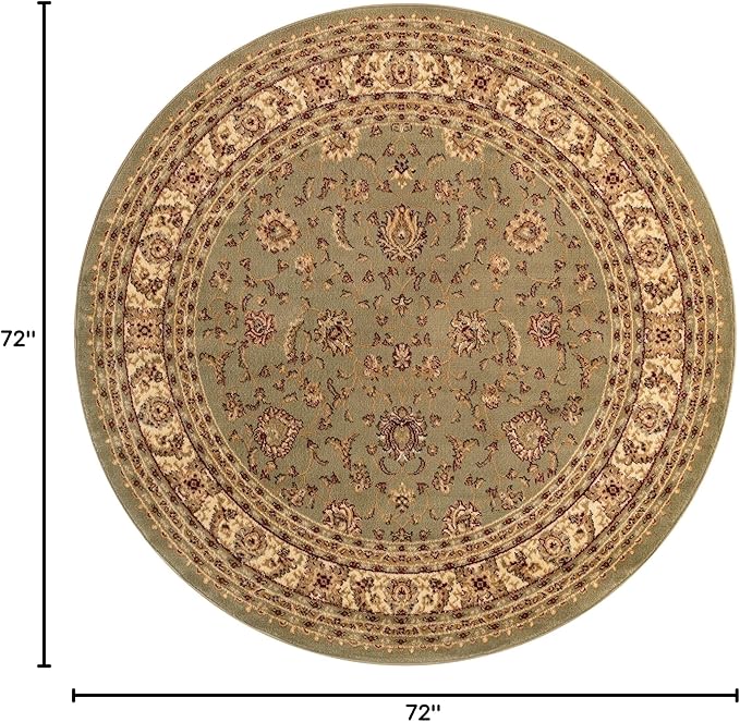 Rugs.com Aditi Collection Rug – 6' Round Green Low Rug Perfect for Kitchens, Dining Rooms