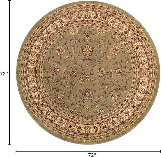 Rugs.com Aditi Collection Rug – 6' Round Green Low Rug Perfect for Kitchens, Dining Rooms
