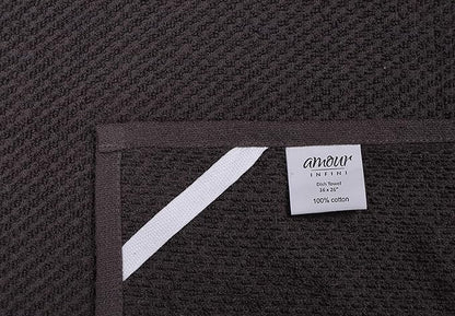AMOUR INFINI Kitchen Towels Pack of 4 - Absorbent, Quick Drying Premium Cotton Tea Towel - Kitchen Linens 16x28 Inch Dish Towels with Hanging Loop (D.Grey)