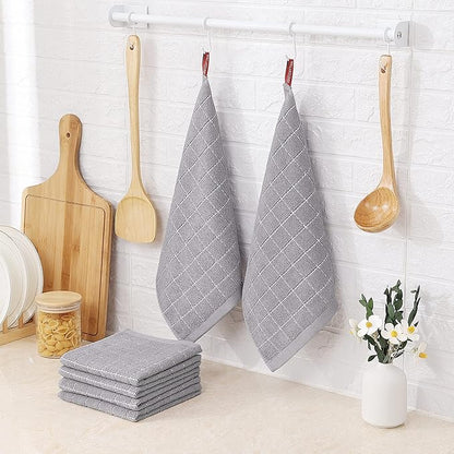 Homaxy 100% Cotton Terry Kitchen Dish Cloths, Ultra Soft and Absorbent Dish Towels for Kitchen, Suitable for Drying and Washing Dishes, 6 Pack, 12 x 12 Inches, Light Grey