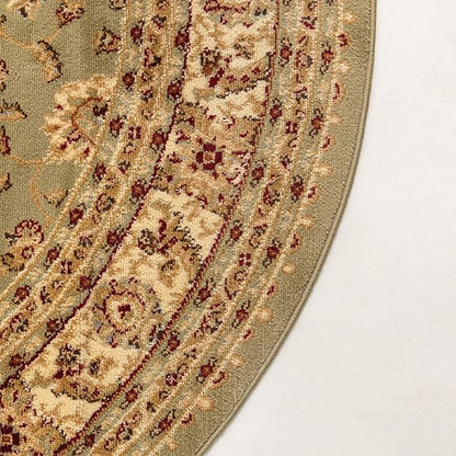 Rugs.com Aditi Collection Rug – 7' 10 Round Green Low Rug Perfect for Kitchens, Dining Rooms