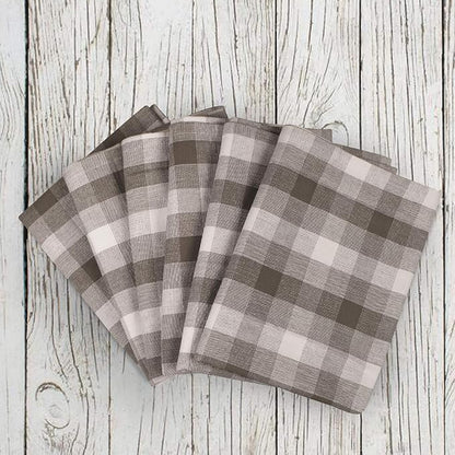 Kitchen Towels Set of 6 Soft Premium Cotton Highly Absorbent Dish Towels 20X30 Inches, Washable & Reusable Tea Towel, Quick Drying Dish Cloths for Cleaning Dishes - Gray/White, Checks
