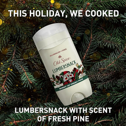 Old Spice Aluminum Free Deodorant for Men, Holidudes Limited Edition, 24/7 Holiday Freshness, Odor Protection, Stocking Stuffer, Lumbersnack with Fresh Pine Scent, 3.0 oz
