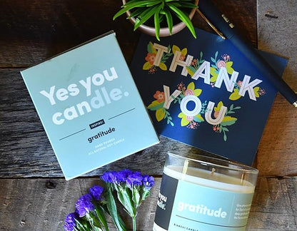 Gratitude, Bergamot & Citrus, Highly-Scented, Inspirational Soy Candle, Made in USA, Pure Essential Oils, Aromatherapy, 8 oz