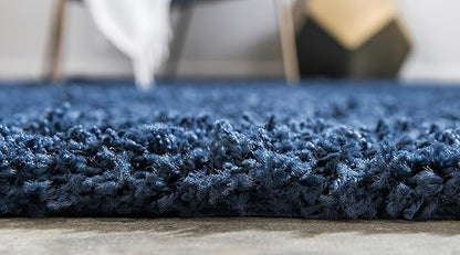 Unique Loom Solid Shag Collection Area Rug (2' 6" x 13' 1" Runner, Sapphire Blue/ Navy Blue)