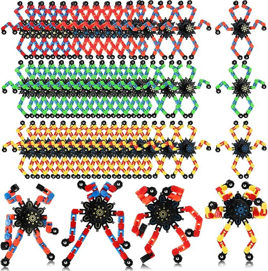 40 Pack Funny Sensory Fidget Toy Transformable Chain Robot Finger Toy DIY Deformation Robot Mechanical Spinners Stress Relief Autistic Gifts for Adult Teen Prize Stuffer Party Favor (Classic)