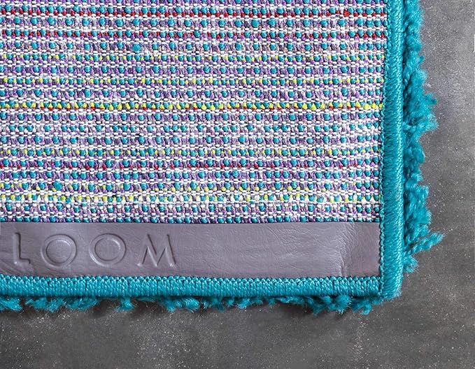 Unique Loom Solid Shag Collection Area Rug (8' x 11' Rectangle, Deep Aqua Blue)
