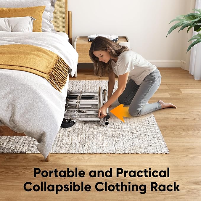 HOKEEPER Clothes Rack Clothing Racks for Hanging Clothes, Portable Clothes Rack with Lockable Wheels, Commercial Heavy Duty Garment Rack for Bedroom, Living Room, Laundry, Balcony