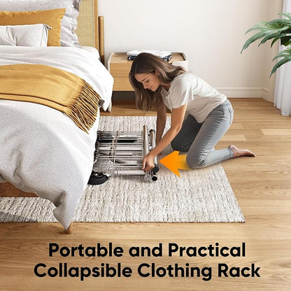 HOKEEPER Clothes Rack Clothing Racks for Hanging Clothes, Portable Clothes Rack with Lockable Wheels, Commercial Heavy Duty Garment Rack for Bedroom, Living Room, Laundry, Balcony