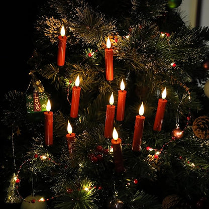 Set of 10 PCS Flickering Christmas Tree Candle Lights, Clip on Candles for Christmas Tree Battery Operated with Remote, Flameless LED Window Candles for Home Christmas Party Decoration