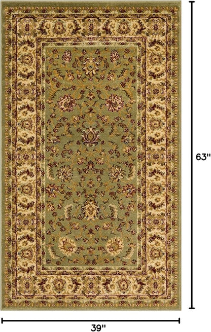Rugs.com Aditi Collection Rug – 3' 3 x 5' 3 Green Low Rug Perfect for Living Rooms, Large Dining Rooms, Open Floorplans